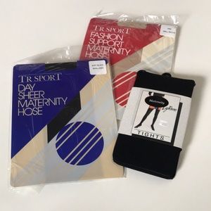 NWOT- Maternity Tights/Hose- 2 Black- 1 Sand-S and S/M